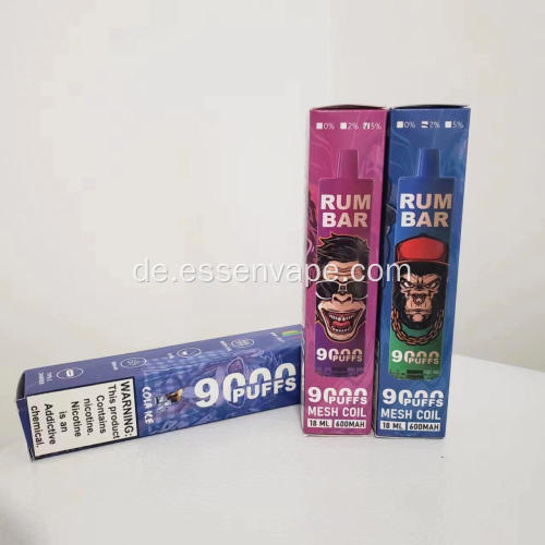 Einweg -Vape Rum Bar 9000 Puffs Erdbeereis